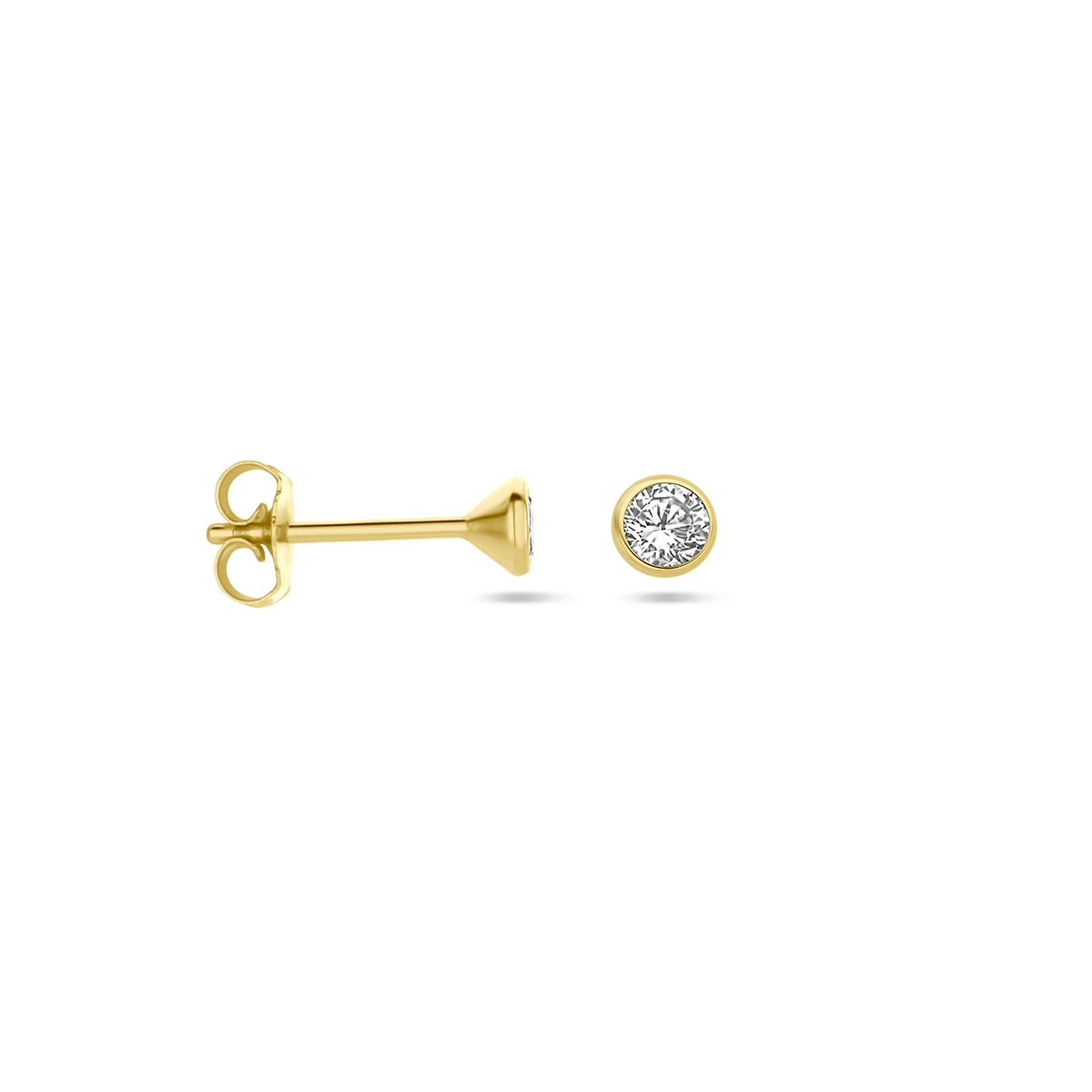 oorknoppen zirkonia 14K geelgoud