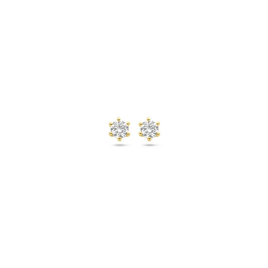 oorknoppen zirkonia 14K geelgoud