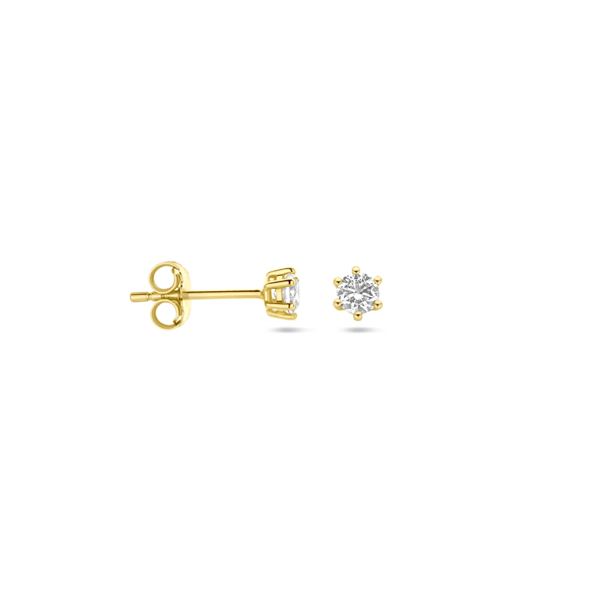 oorknoppen zirkonia 14K geelgoud