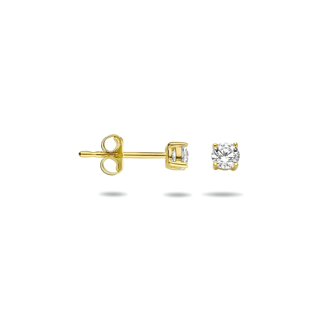 oorknoppen zirkonia 14K geelgoud