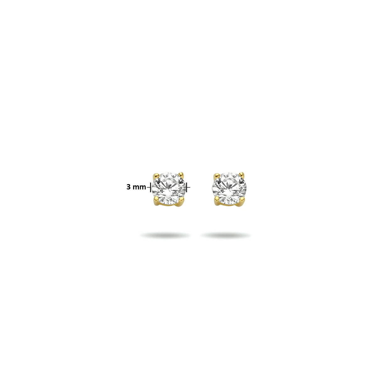 oorknoppen zirkonia 14K geelgoud