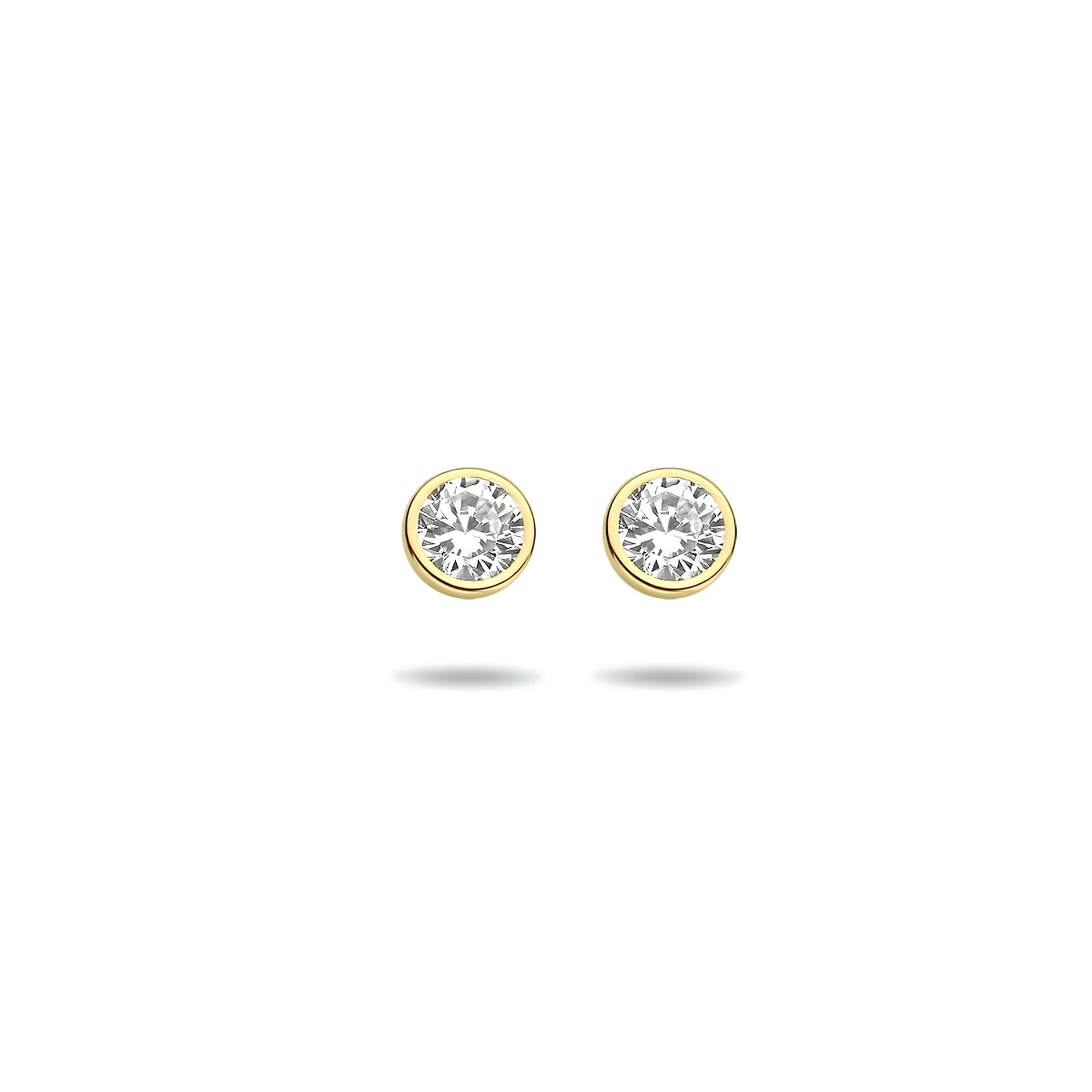 oorknoppen zirkonia 14K geelgoud