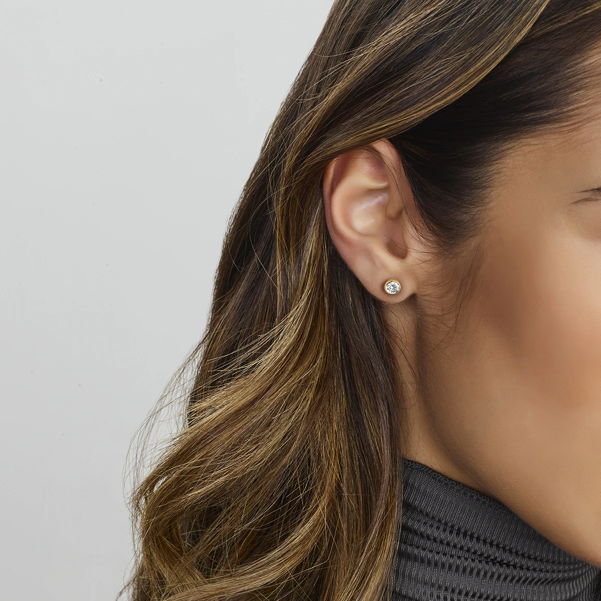oorknoppen zirkonia 14K geelgoud