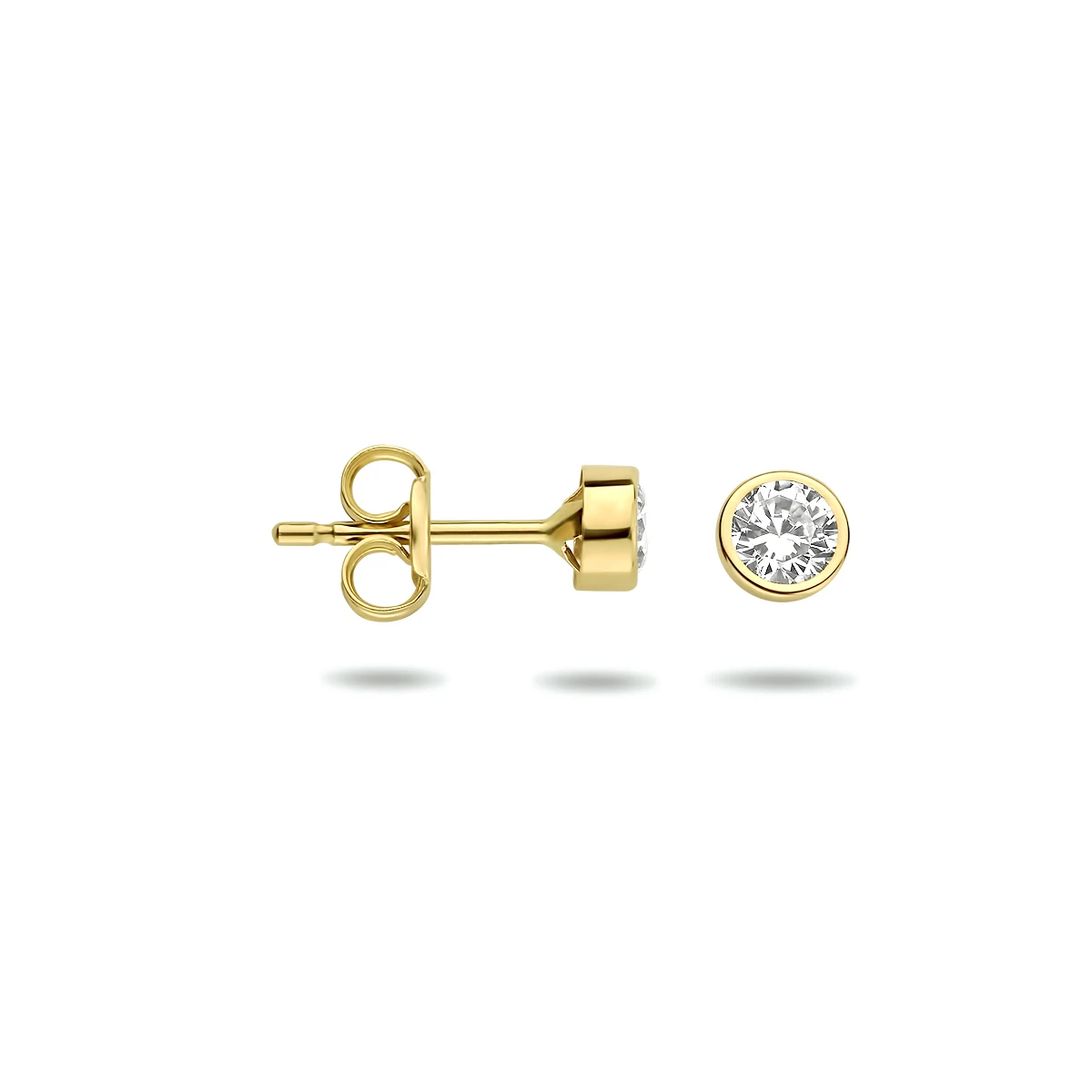 oorknoppen zirkonia 14K geelgoud
