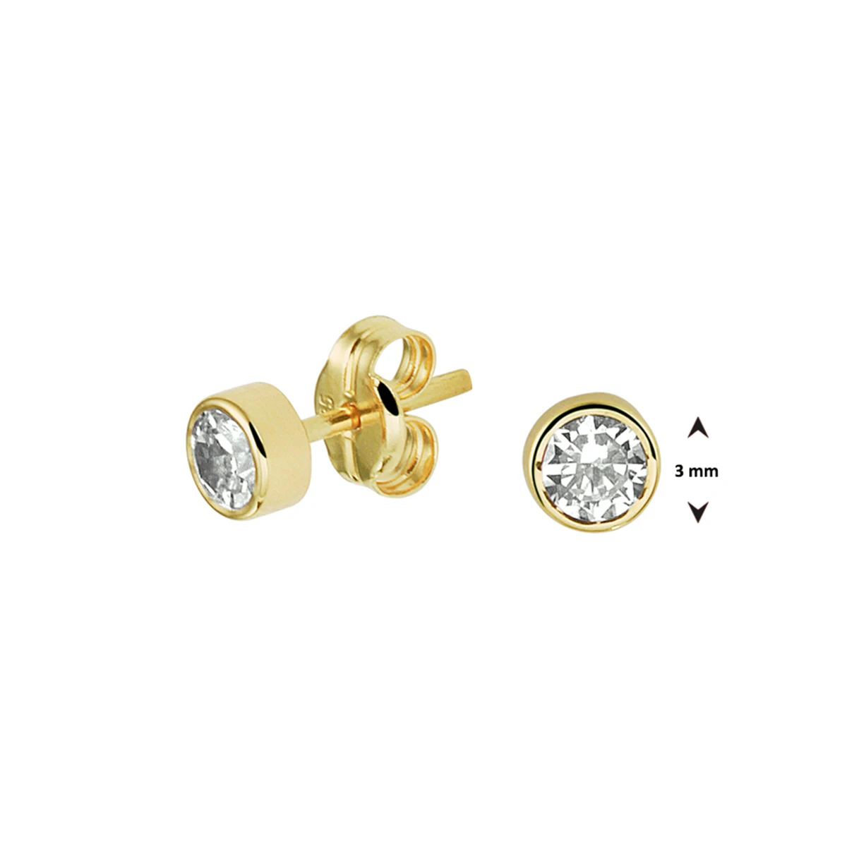 oorknoppen zirkonia 14K geelgoud