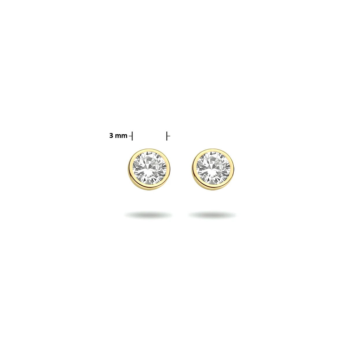 oorknoppen zirkonia 14K geelgoud