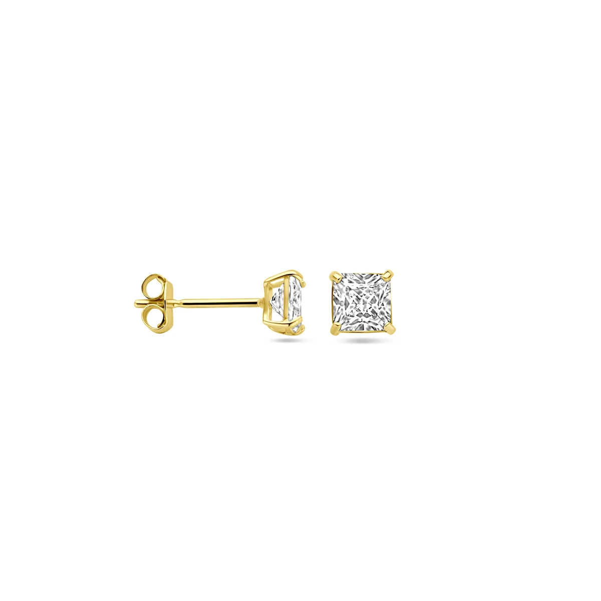 oorknoppen zirkonia 14K geelgoud