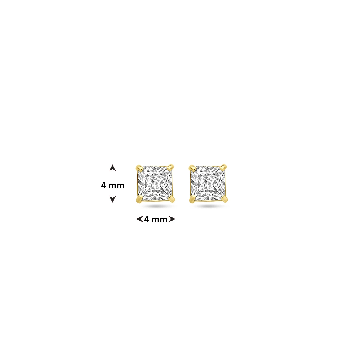 oorknoppen zirkonia 14K geelgoud