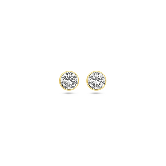 oorknoppen zirkonia 14K geelgoud
