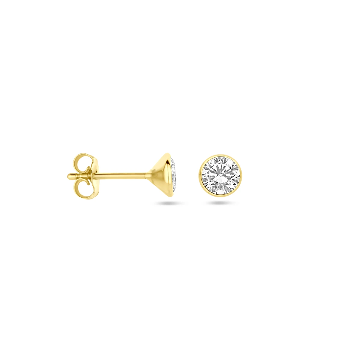 oorknoppen zirkonia 14K geelgoud