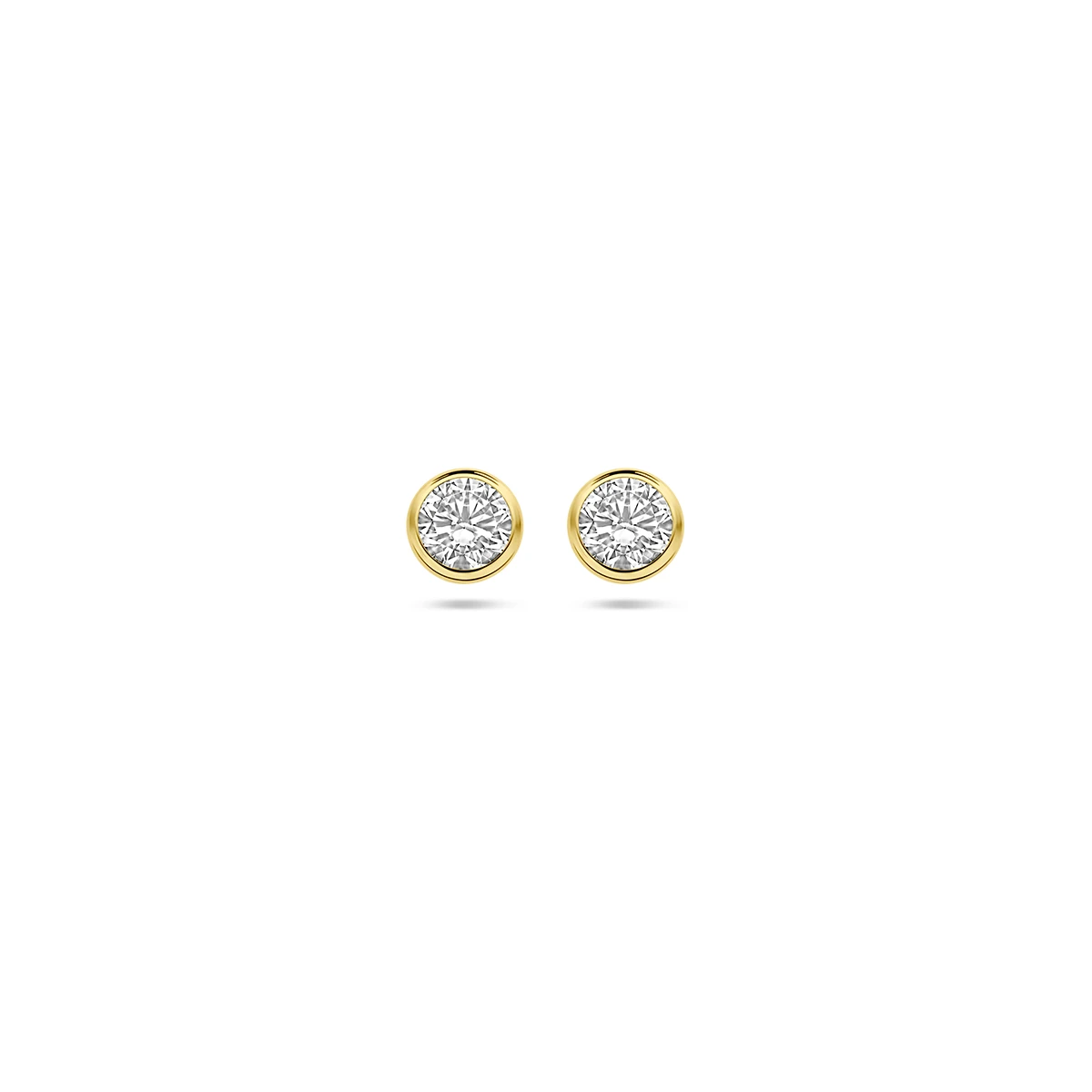 oorknoppen zirkonia 14K geelgoud