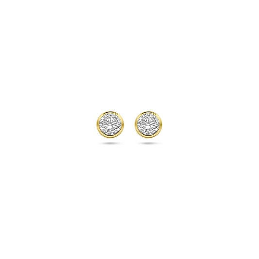 oorknoppen zirkonia 14K geelgoud