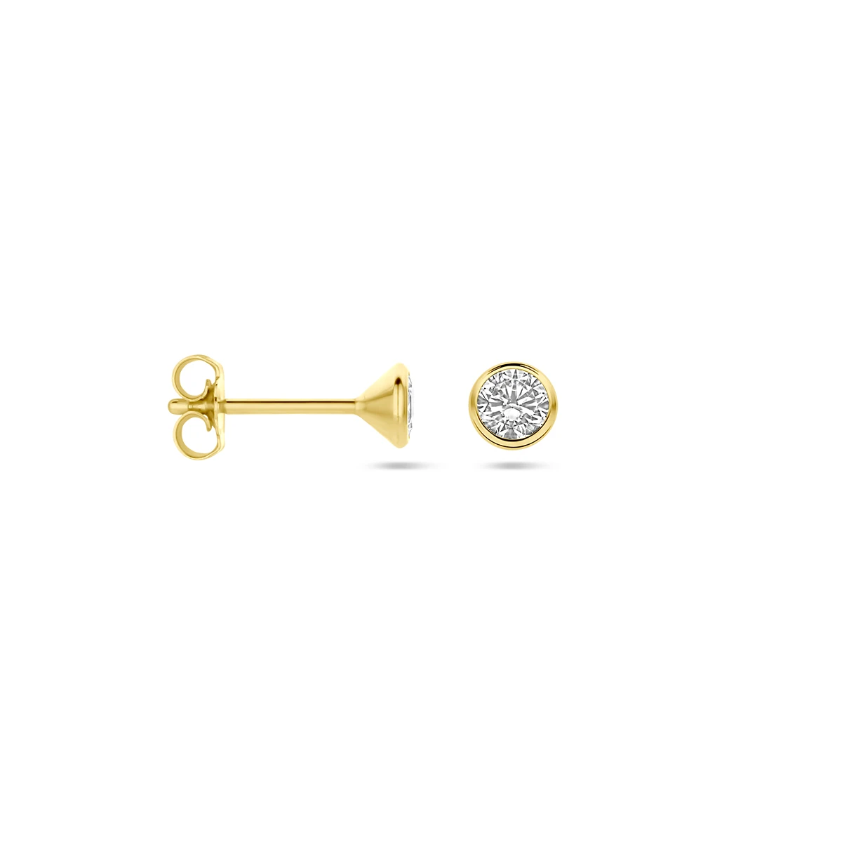 oorknoppen zirkonia 14K geelgoud