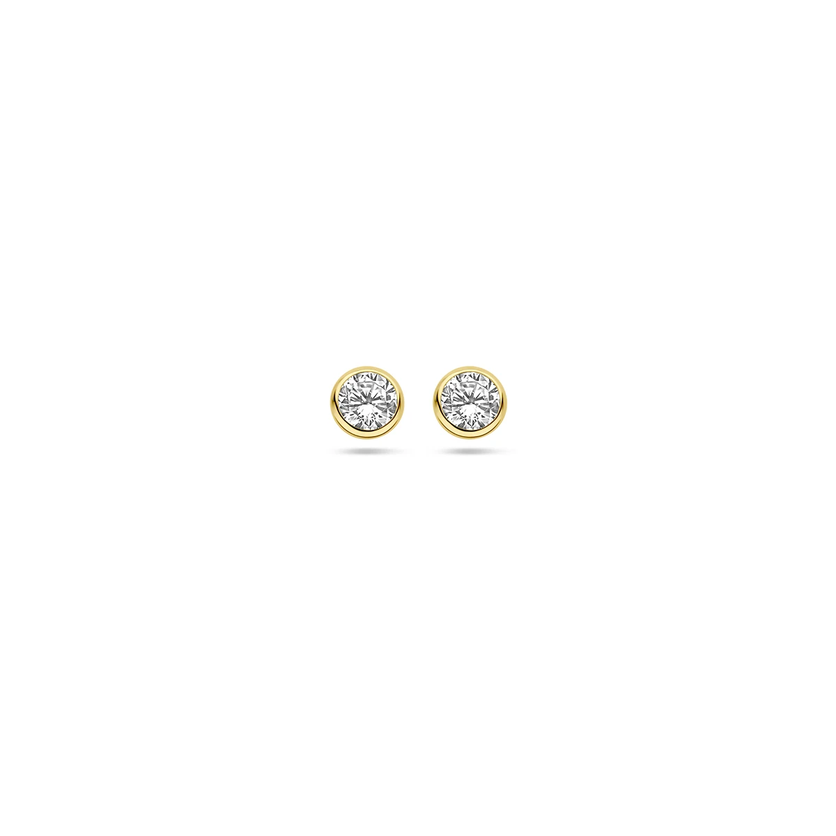 oorknoppen zirkonia 14K geelgoud