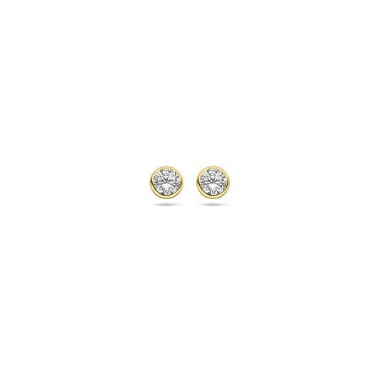 oorknoppen zirkonia 14K geelgoud