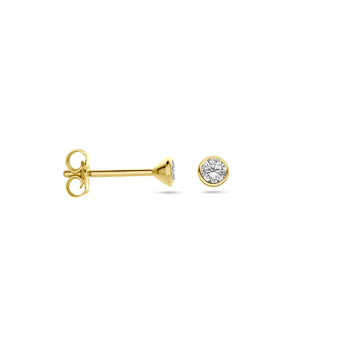 oorknoppen zirkonia 14K geelgoud