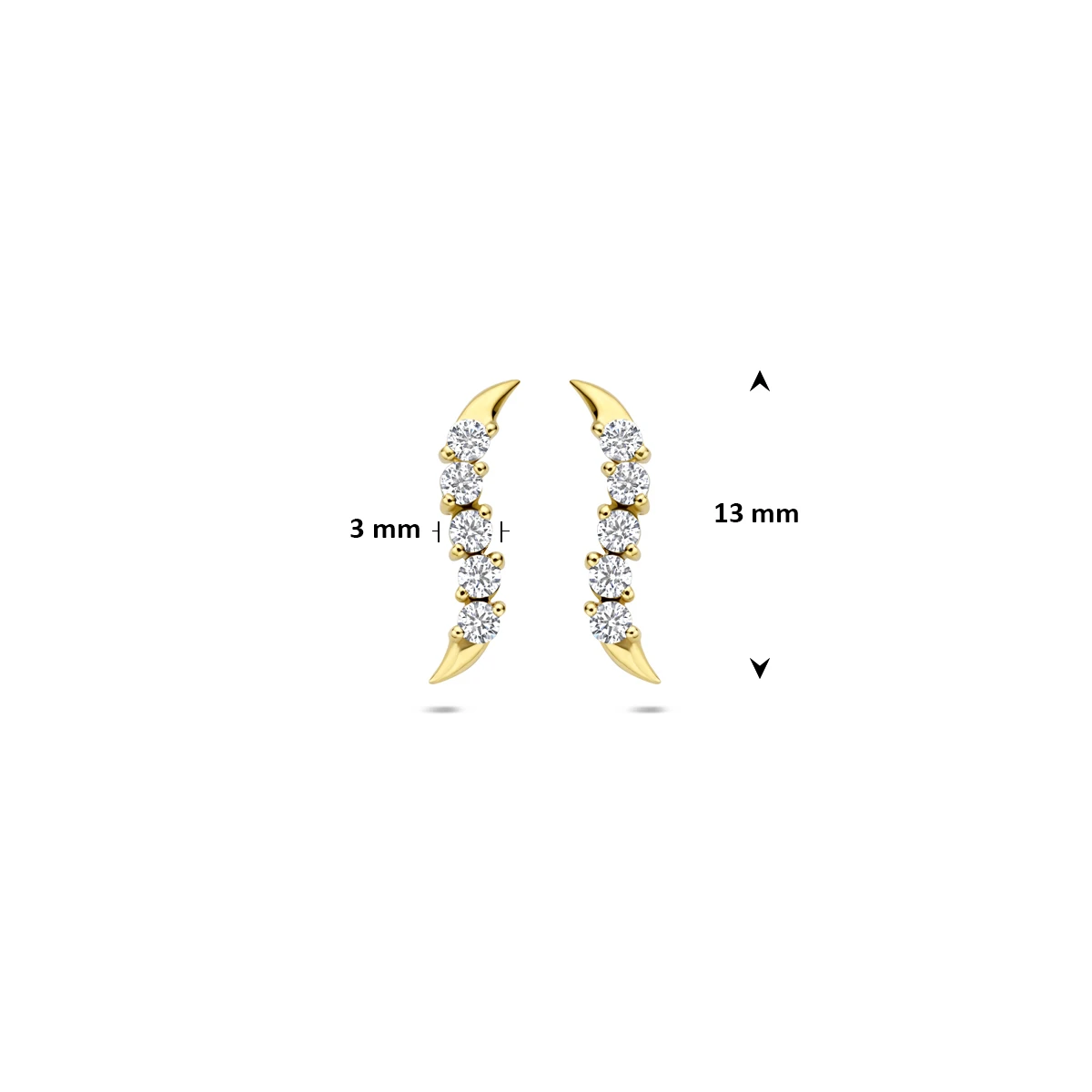 oorknoppen zirkonia 14K geelgoud