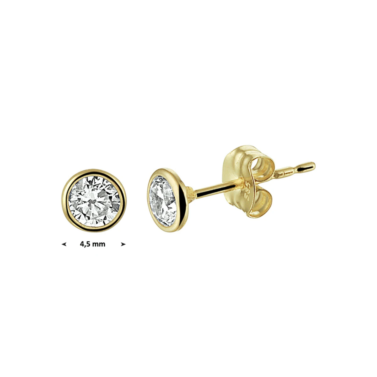 oorknoppen zirkonia 14K geelgoud