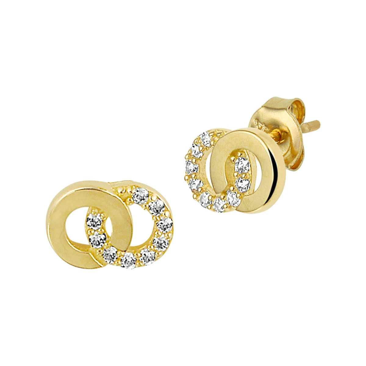 oorknoppen zirkonia 14K geelgoud