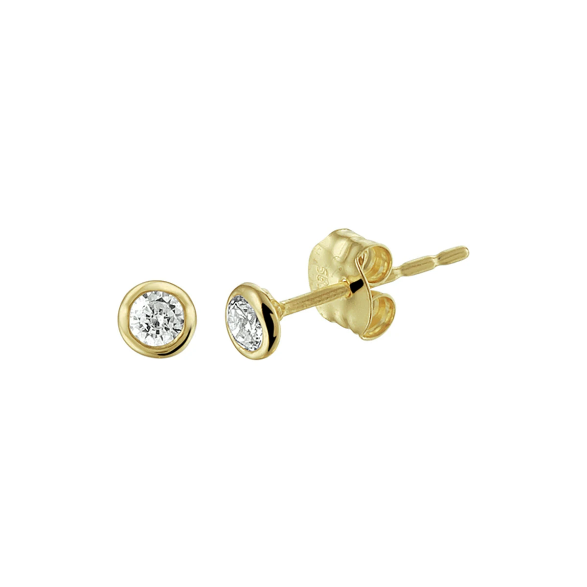 oorknoppen zirkonia 14K geelgoud