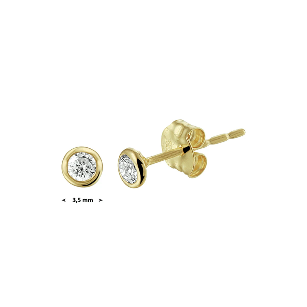 oorknoppen zirkonia 14K geelgoud