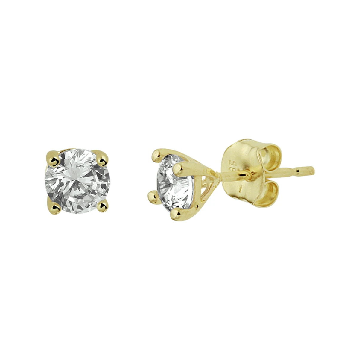 oorknoppen zirkonia 14K geelgoud