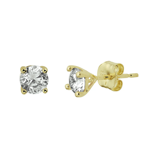 oorknoppen zirkonia 14K geelgoud