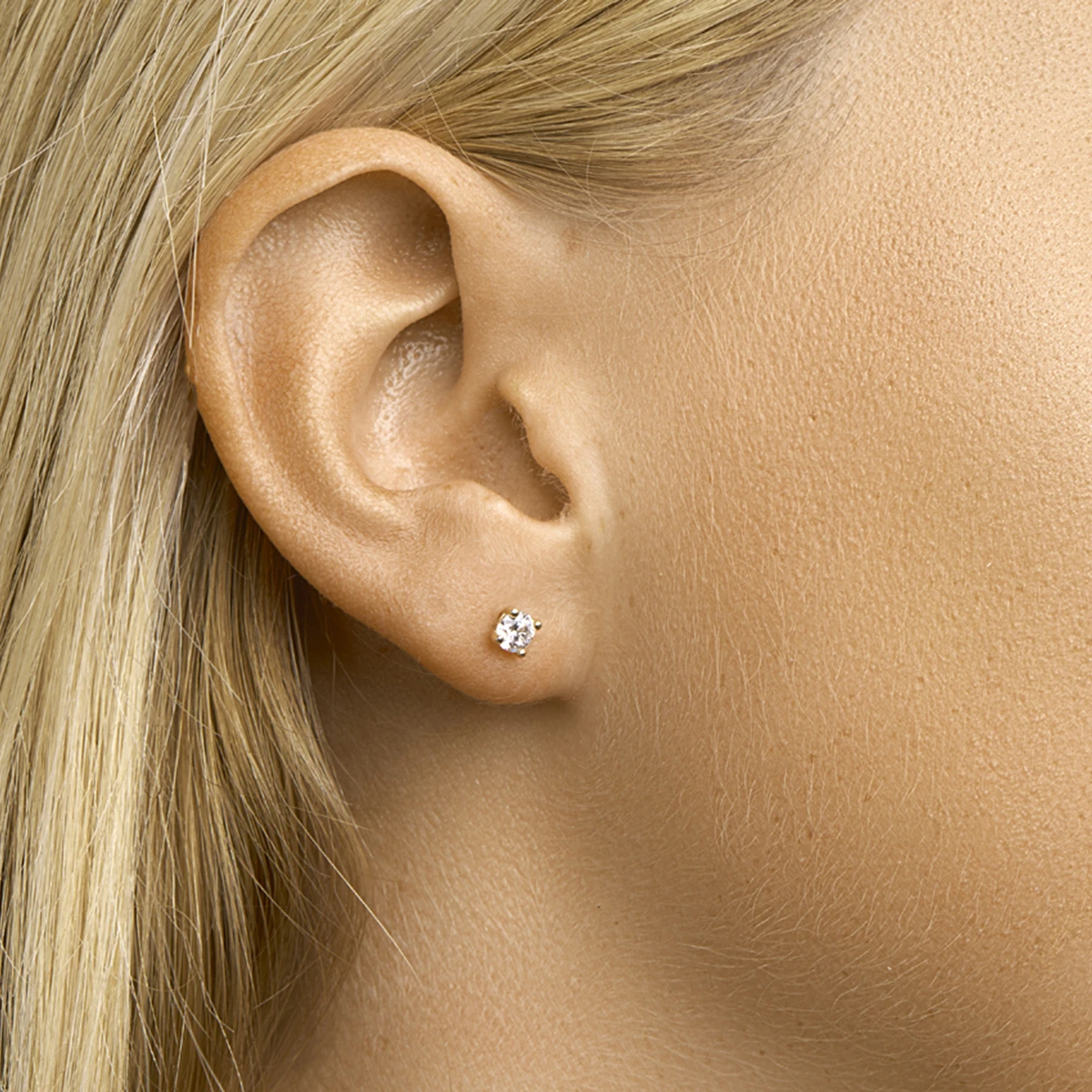 oorknoppen zirkonia 14K geelgoud