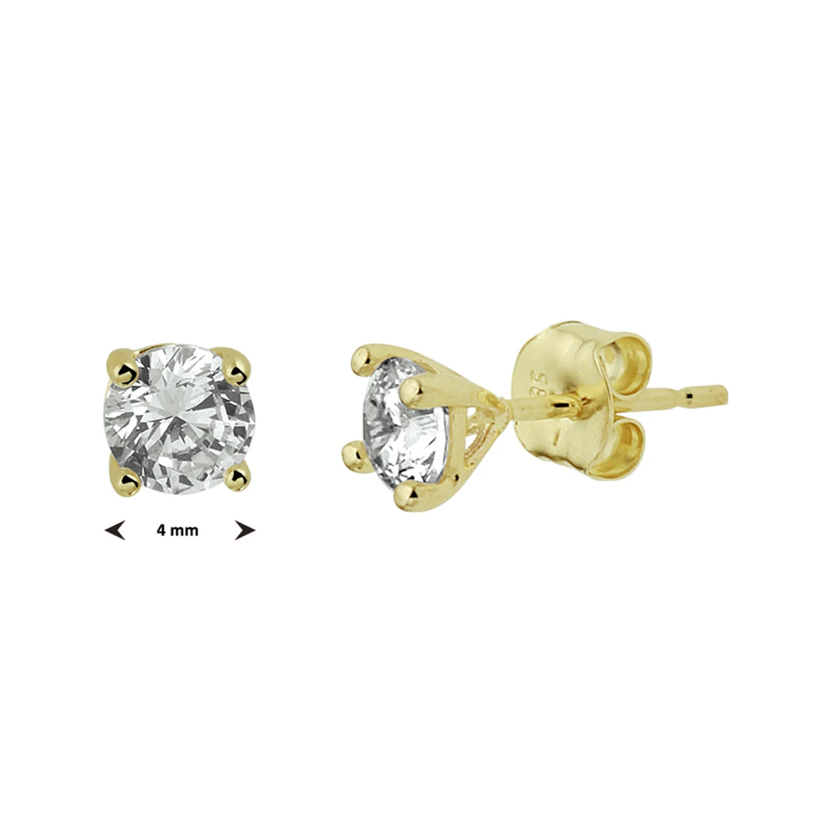 oorknoppen zirkonia 14K geelgoud
