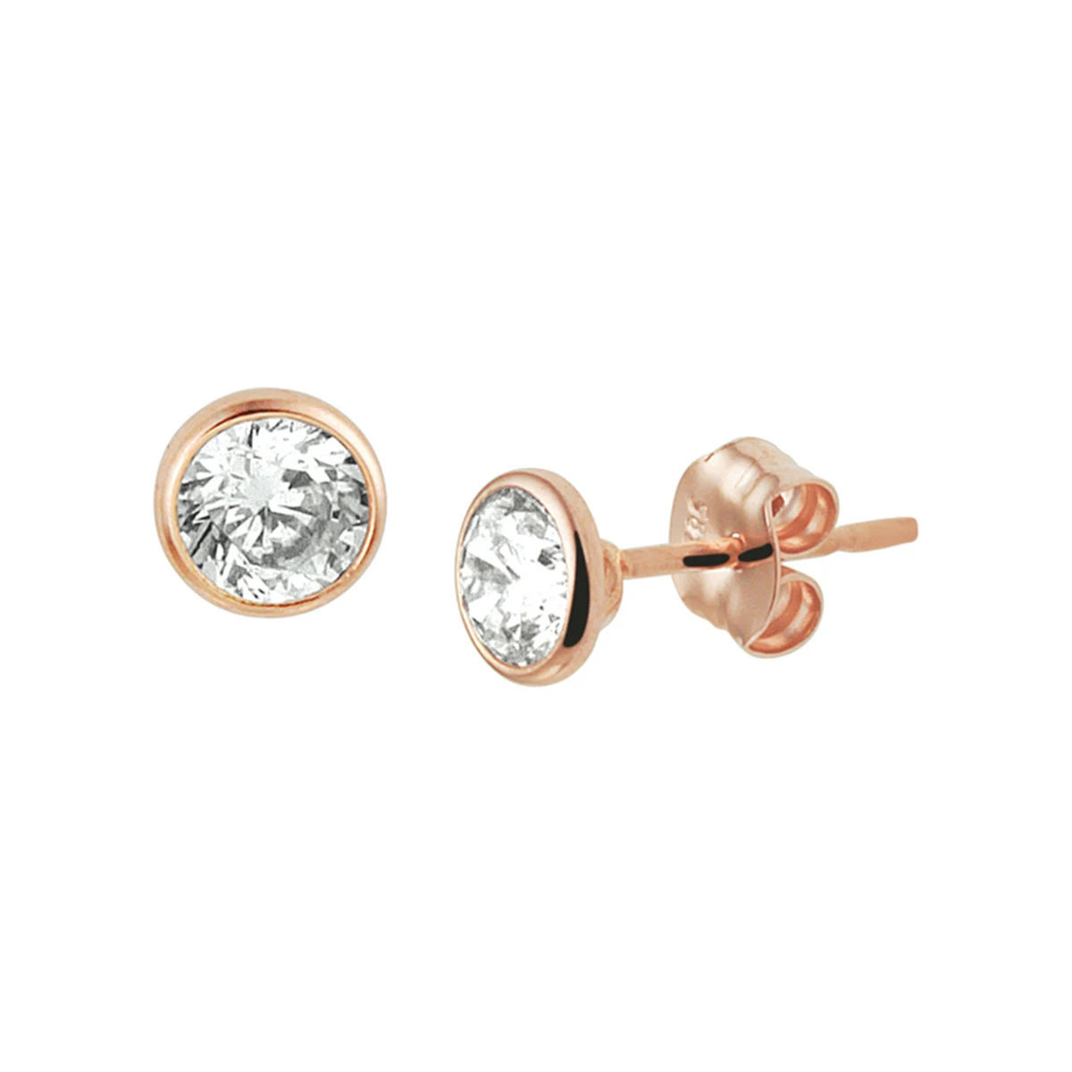 oorknoppen zirkonia 14K roségoud