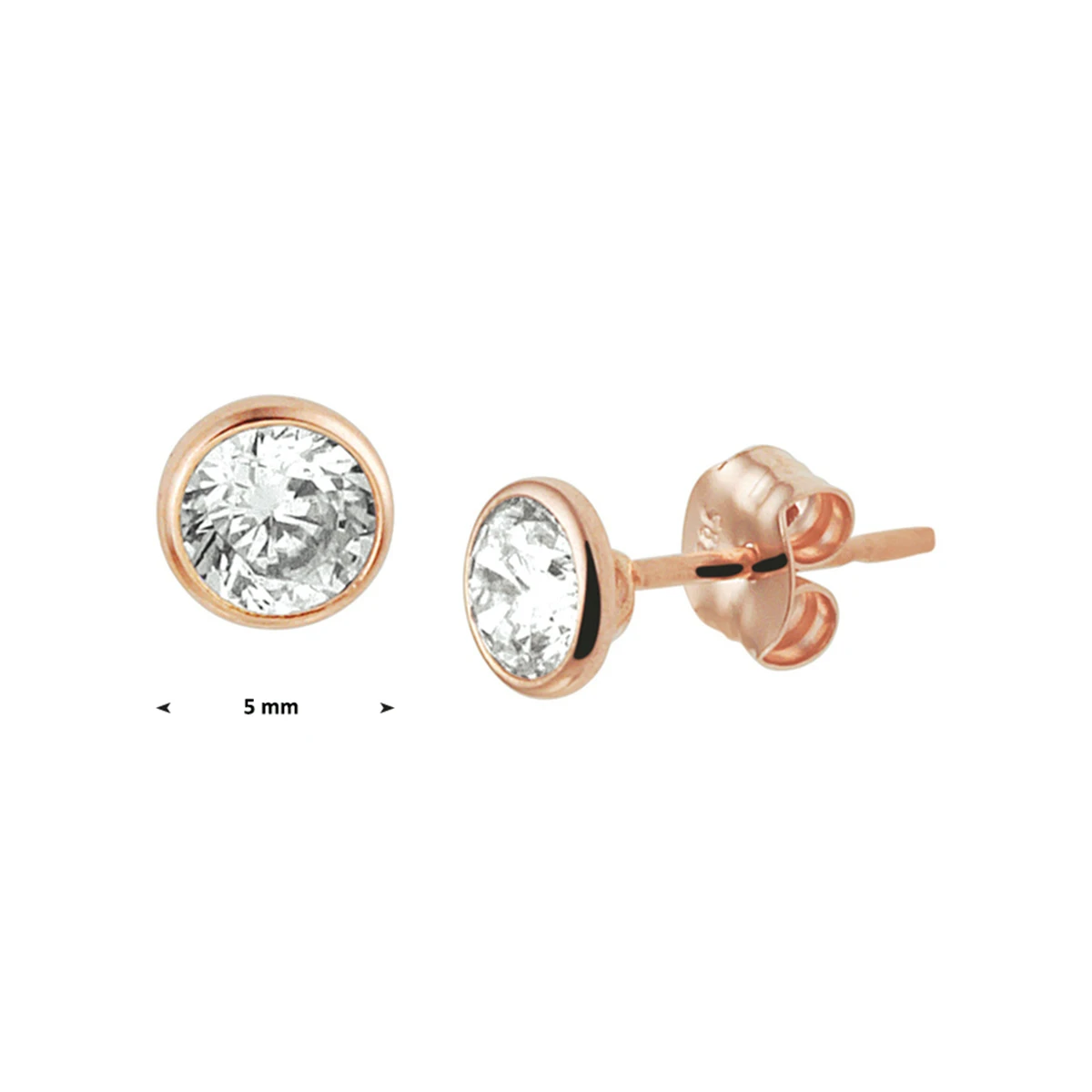 oorknoppen zirkonia 14K roségoud