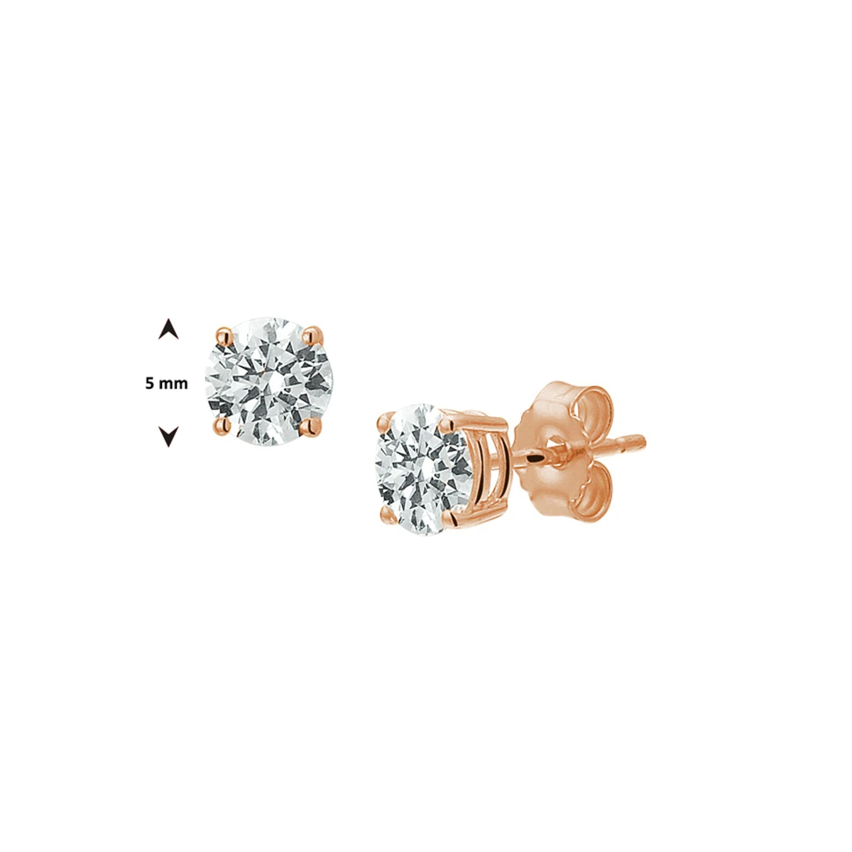 oorknoppen zirkonia 14K roségoud