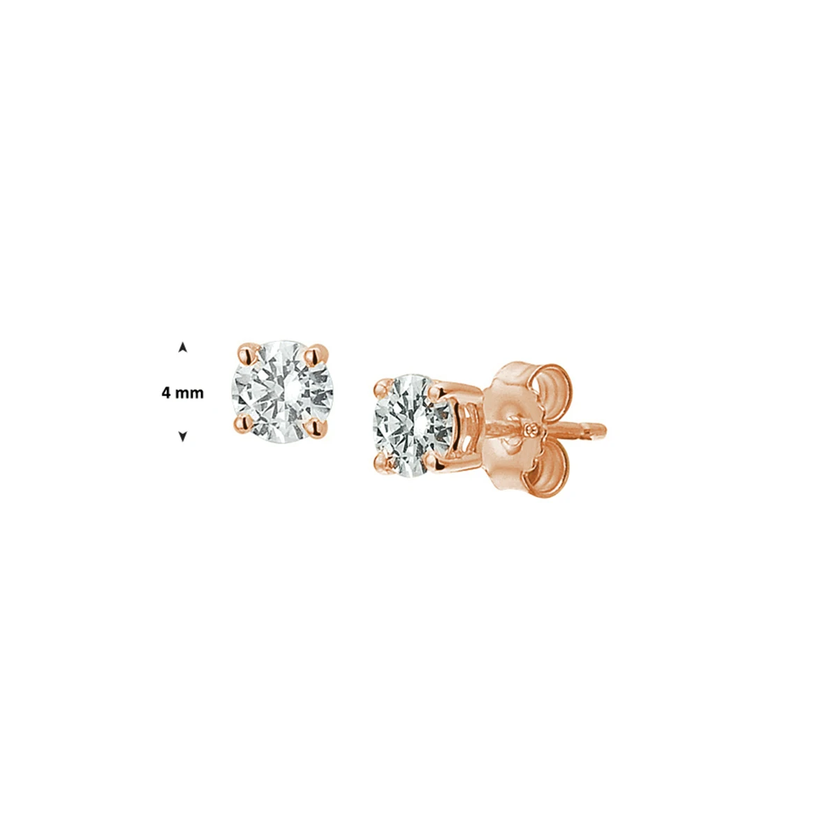 oorknoppen zirkonia 14K roségoud