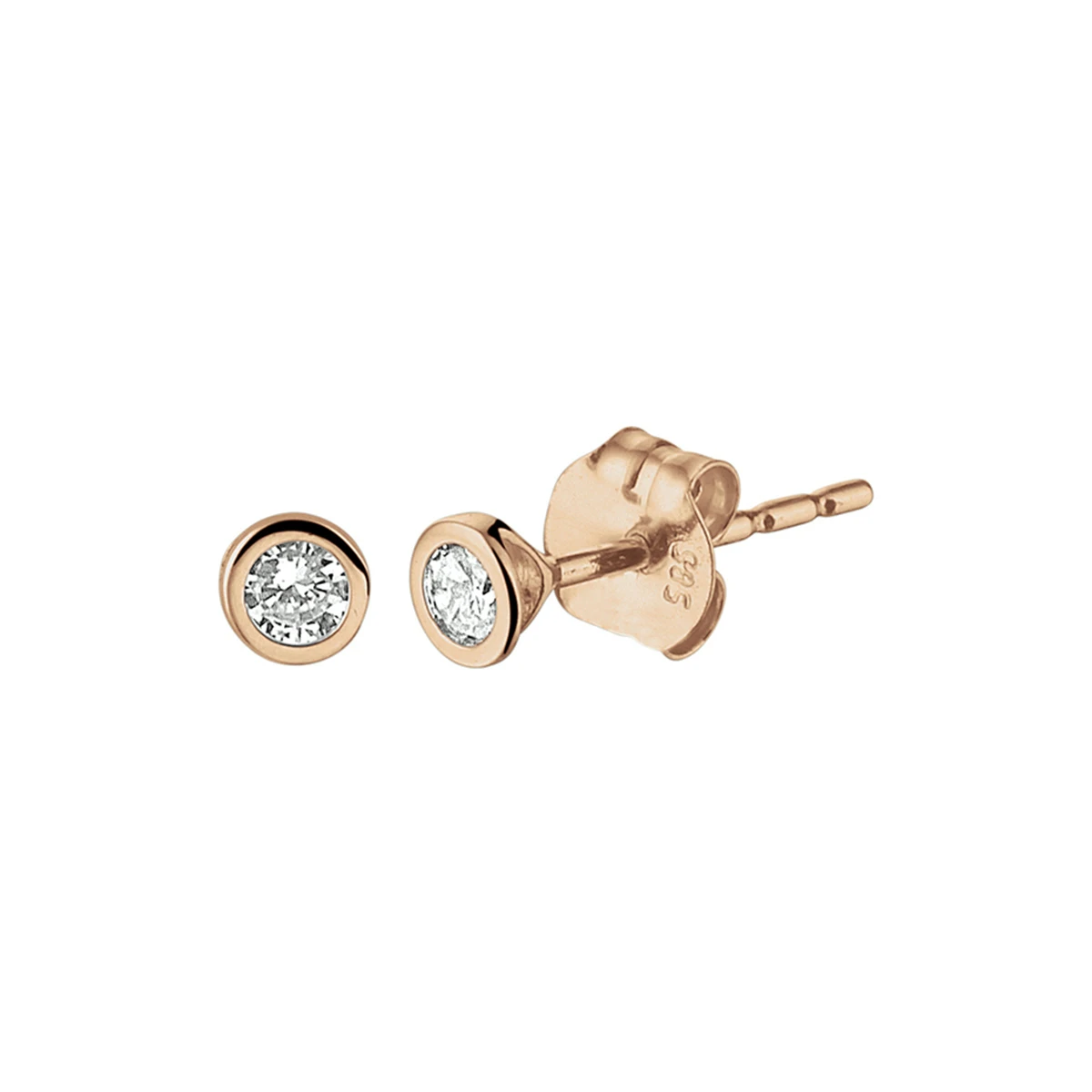 oorknoppen zirkonia 14K roségoud