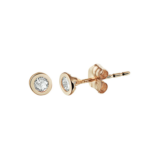 oorknoppen zirkonia 14K roségoud