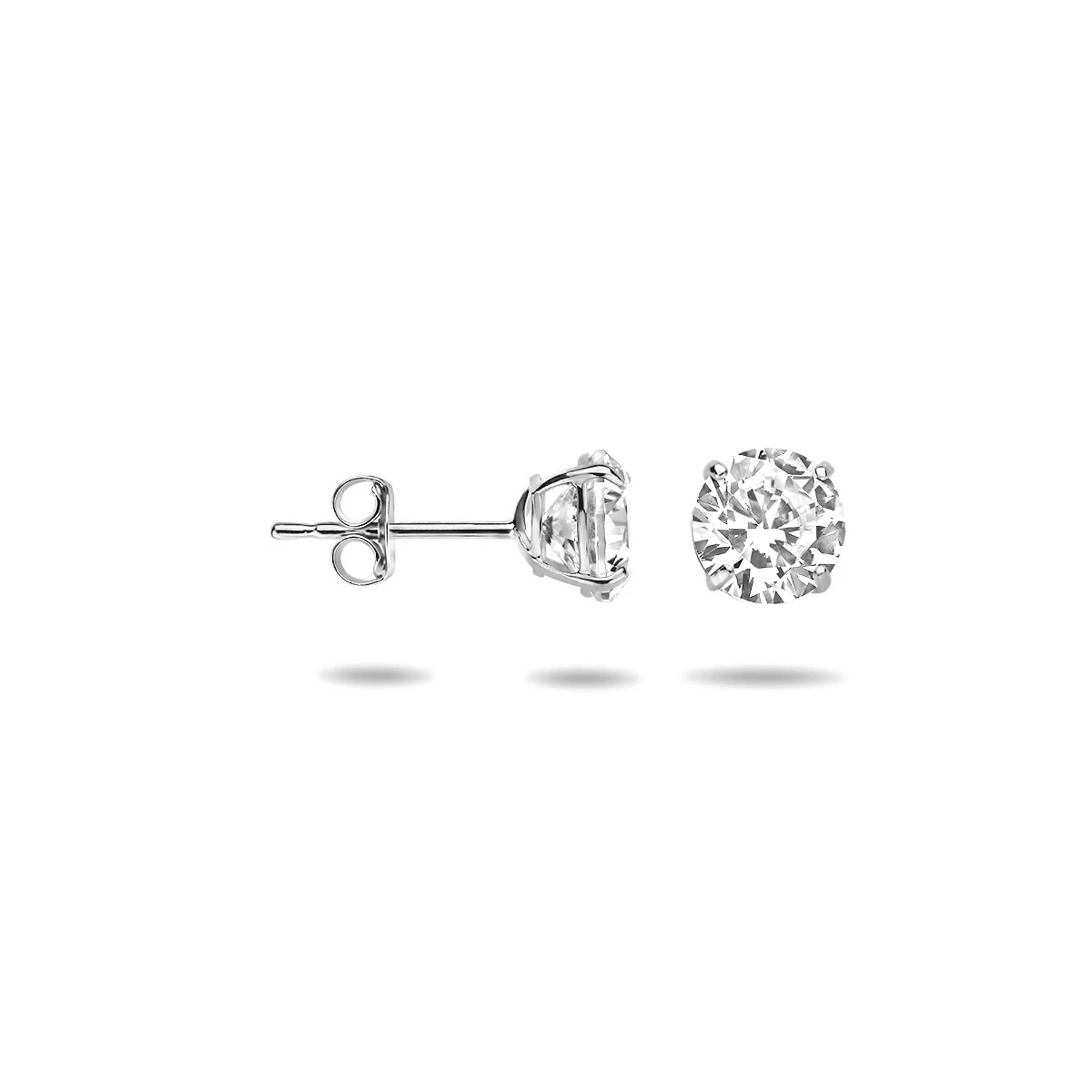 oorknoppen zirkonia 14K witgoud