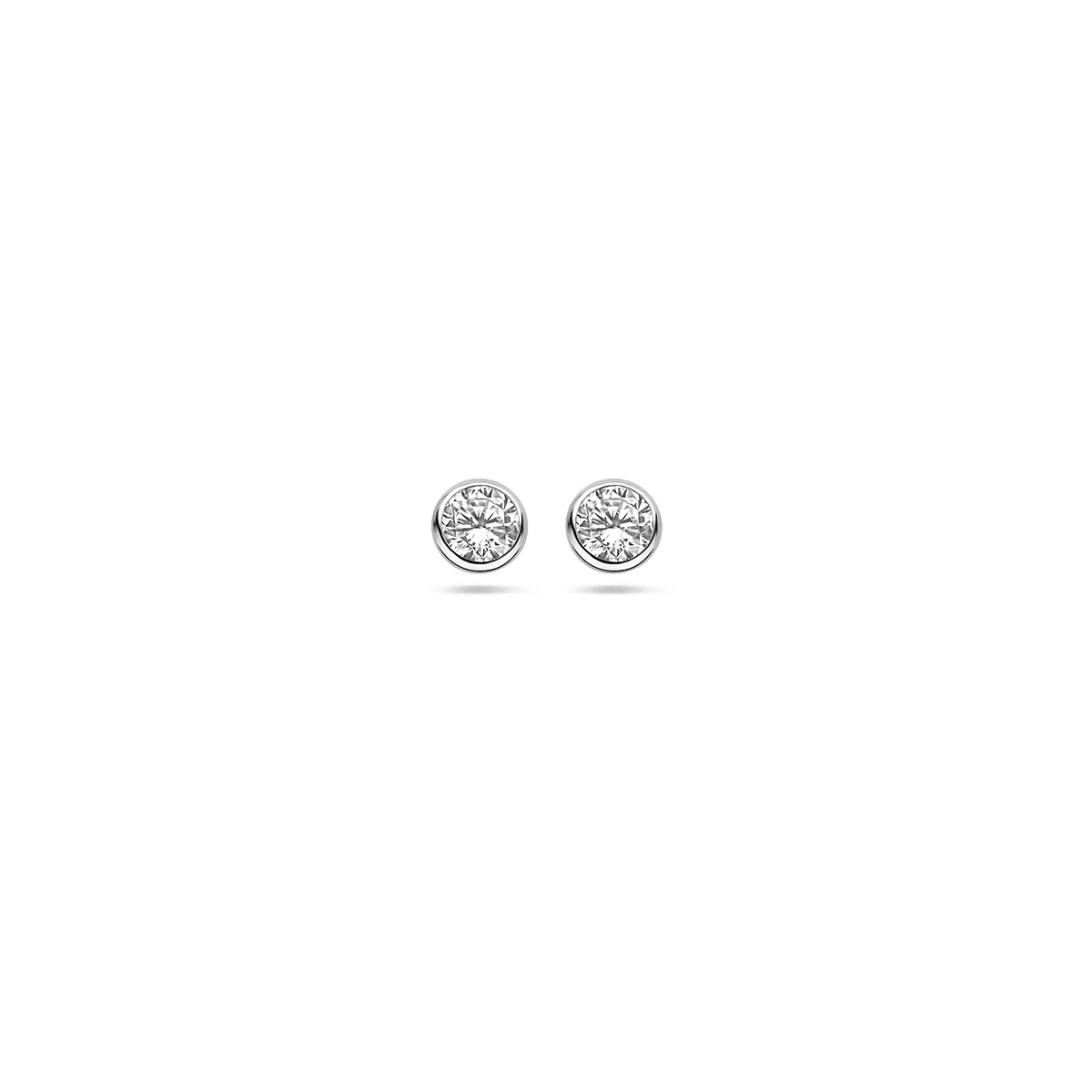 oorknoppen zirkonia 14K witgoud