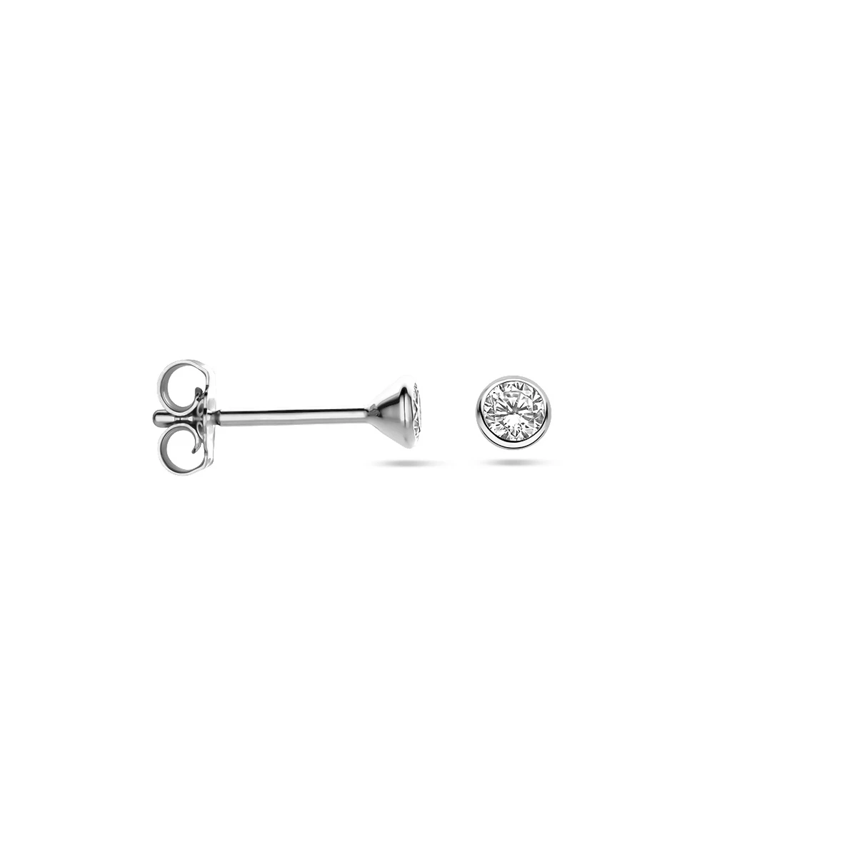 oorknoppen zirkonia 14K witgoud
