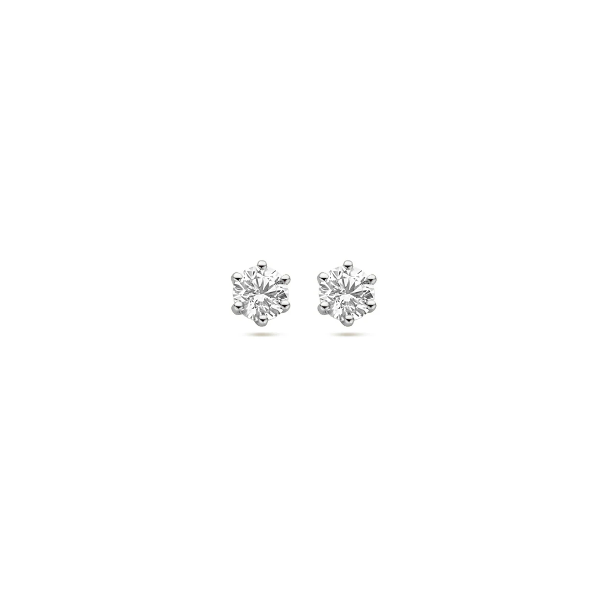 oorknoppen zirkonia 14K witgoud