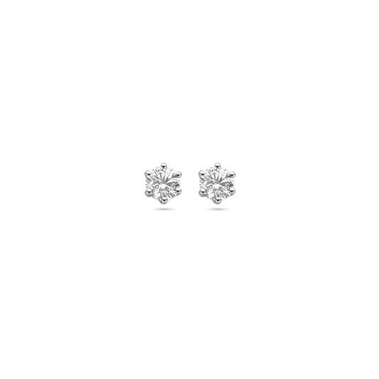 oorknoppen zirkonia 14K witgoud