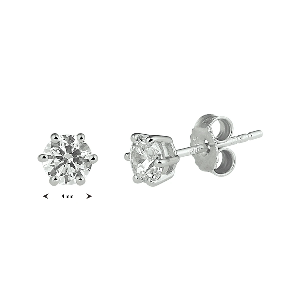 oorknoppen zirkonia 14K witgoud