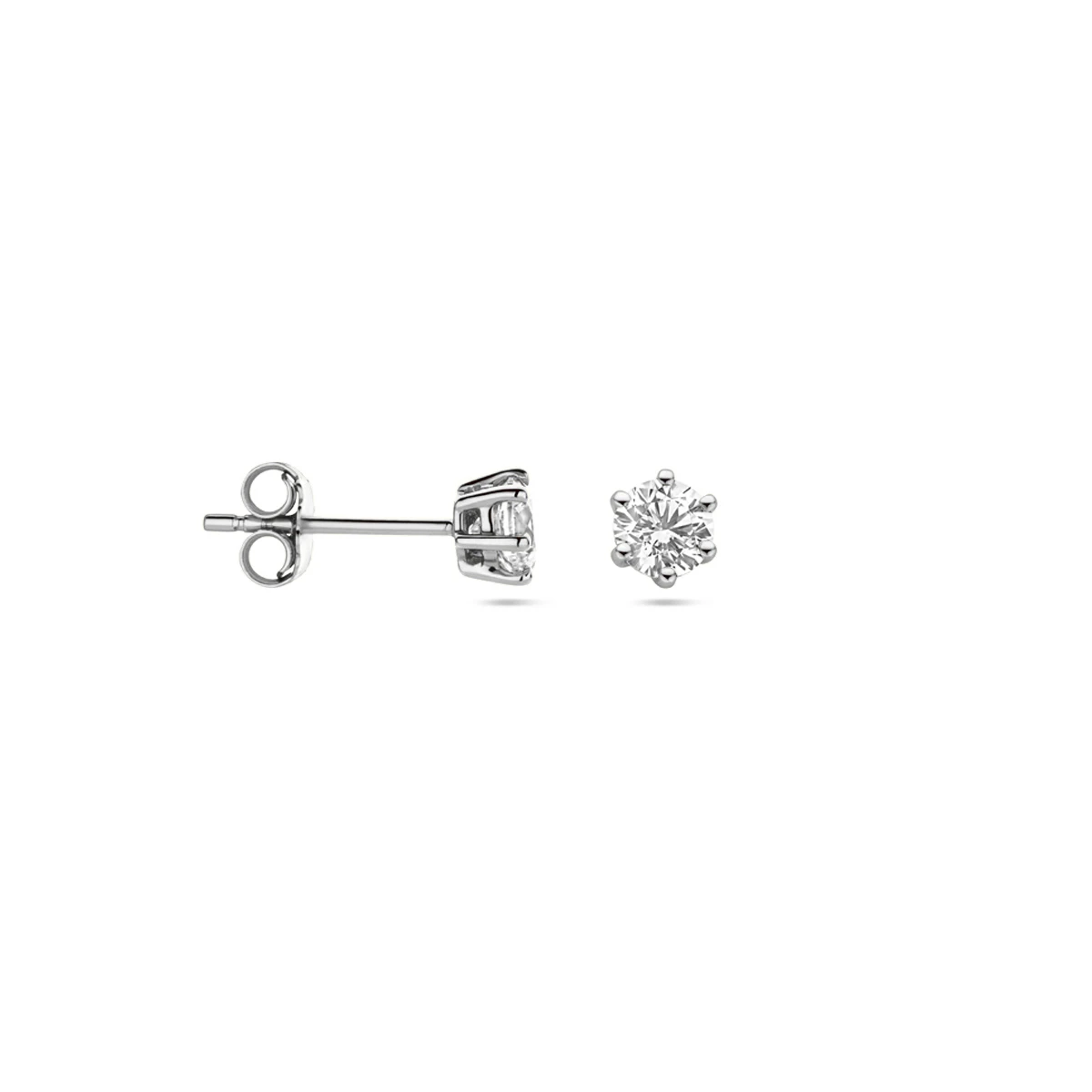 oorknoppen zirkonia 14K witgoud