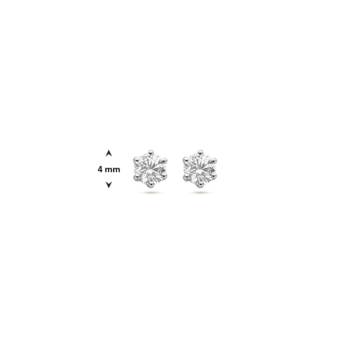 oorknoppen zirkonia 14K witgoud