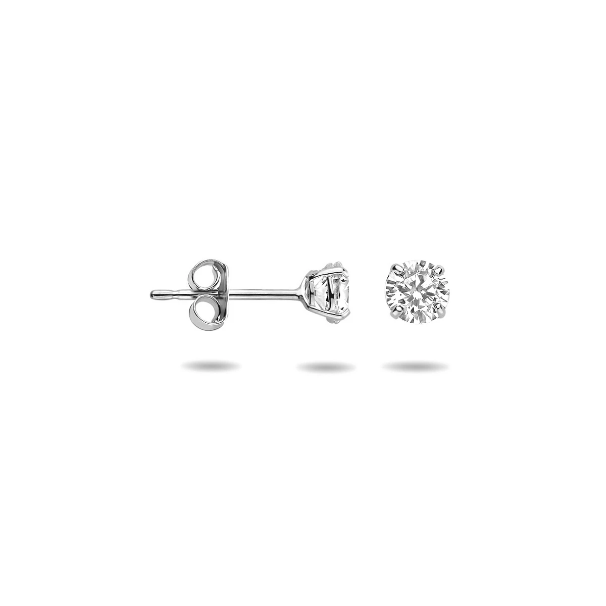 oorknoppen zirkonia 14K witgoud