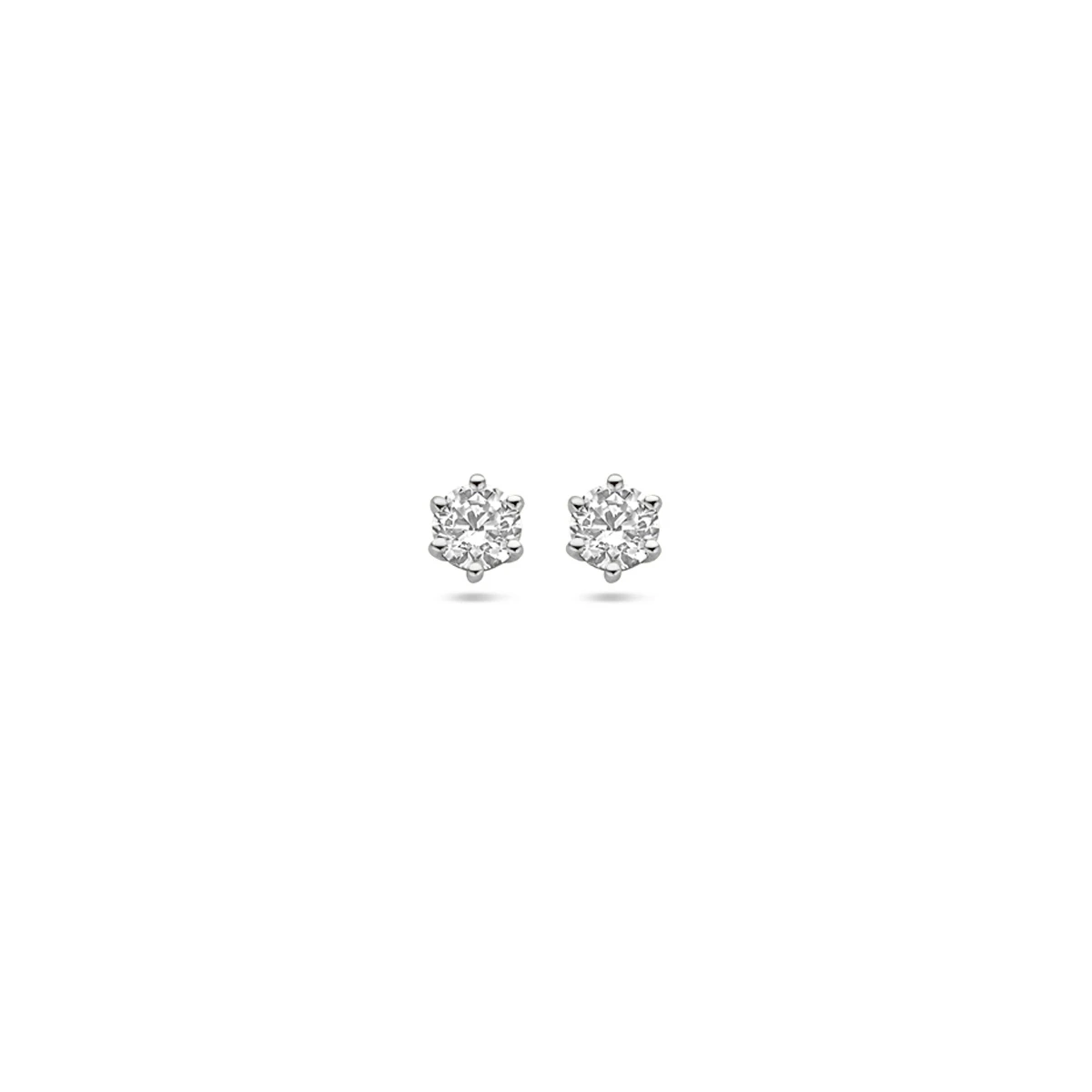 oorknoppen zirkonia 14K witgoud