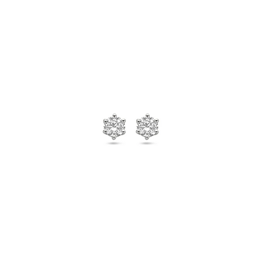 oorknoppen zirkonia 14K witgoud
