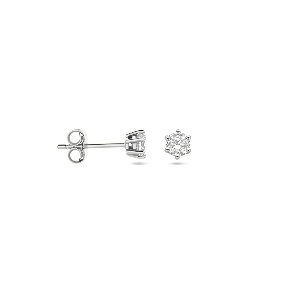 oorknoppen zirkonia 14K witgoud