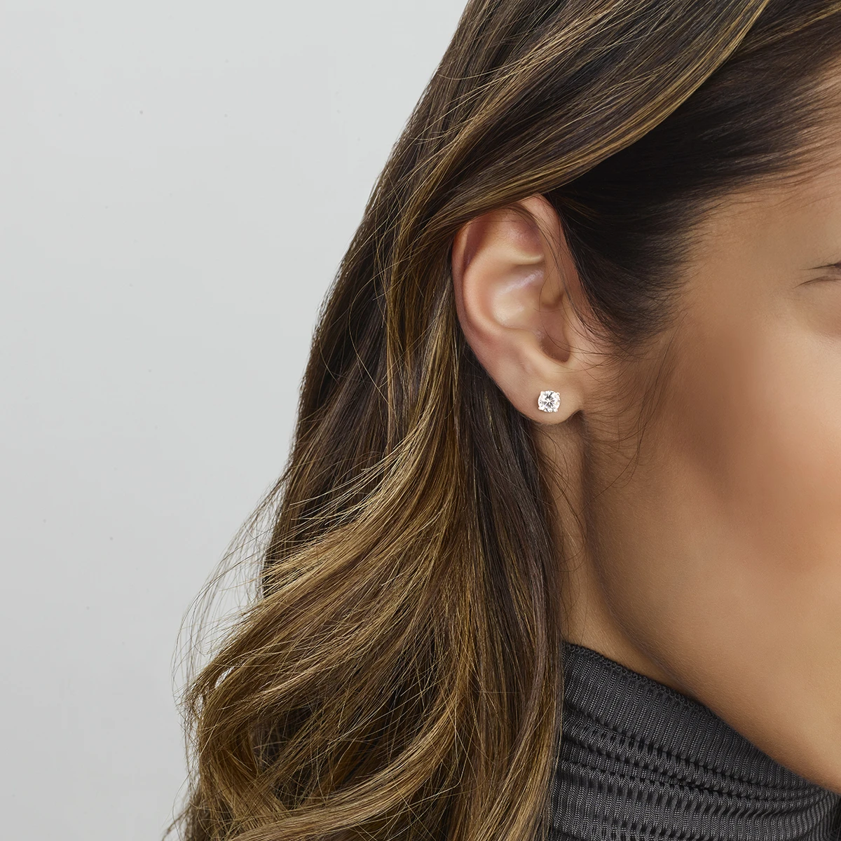 oorknoppen zirkonia 14K witgoud