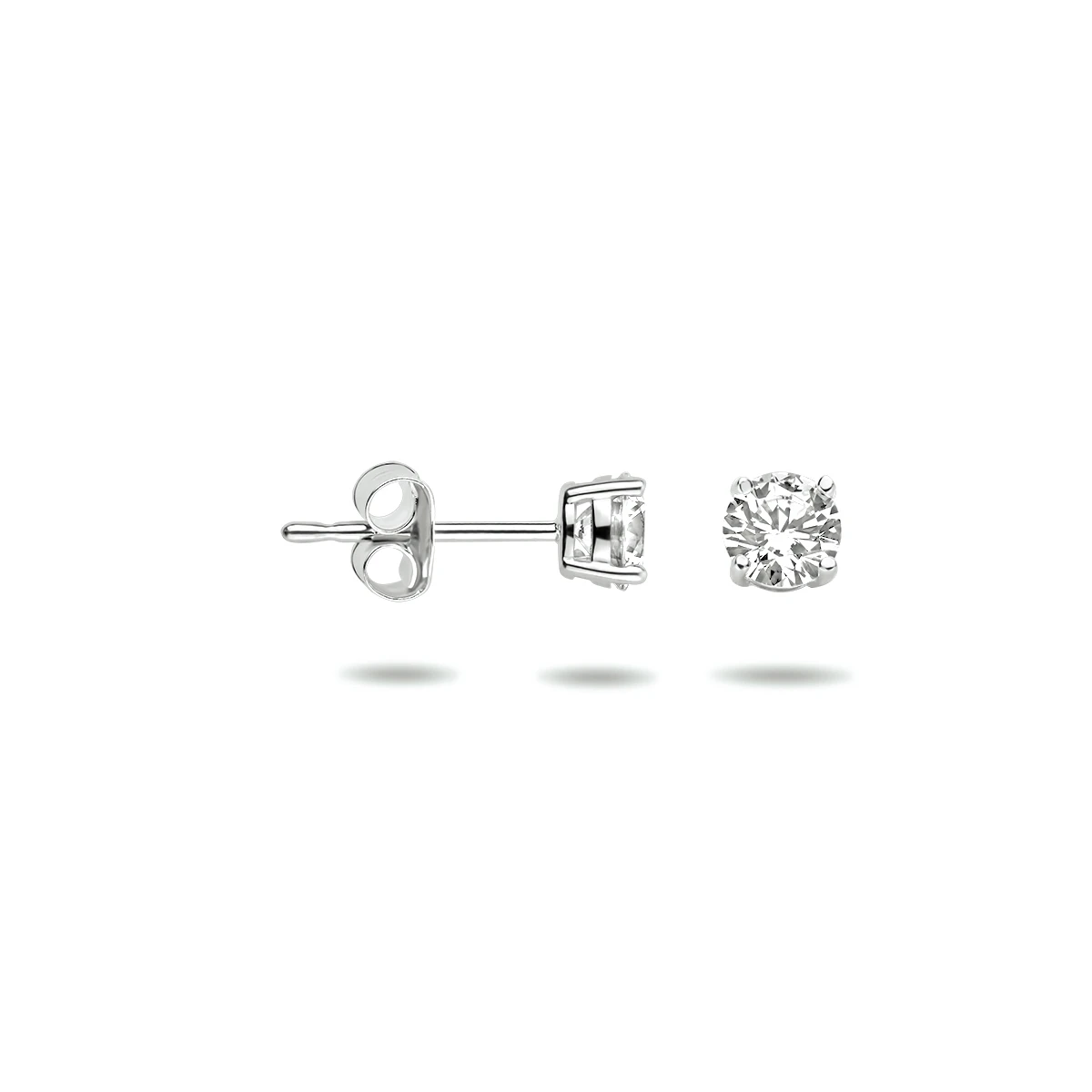 oorknoppen zirkonia 14K witgoud