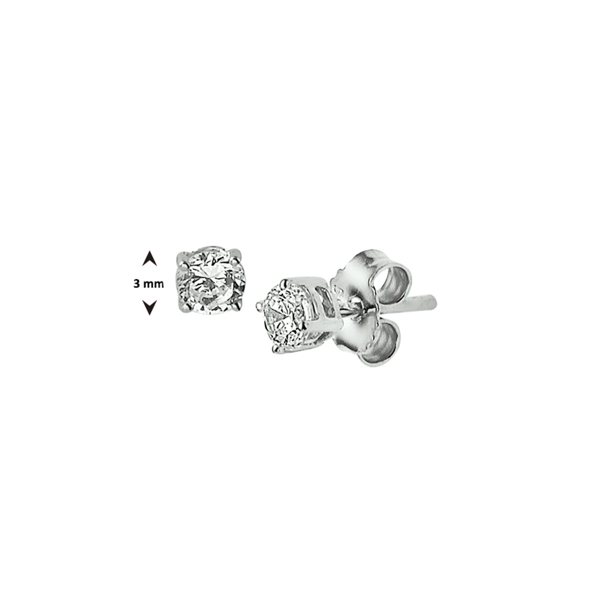 oorknoppen zirkonia 14K witgoud